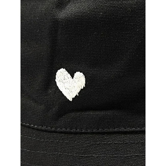 Kerri Rosenthal Women\'s Bucket Hat Heart In Black Cotton - O/S (MSRP $128)